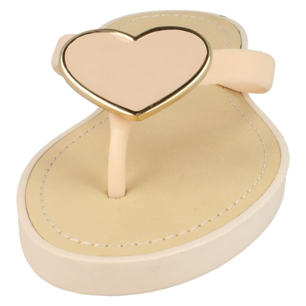 Spot On Womens/Ladies Metal Heart Toe Post Flip Flops
