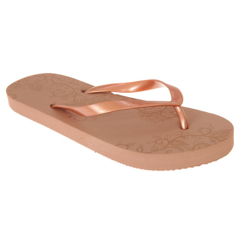 Sand Rocks Womens/Ladies Metallic Floral Flip Flops