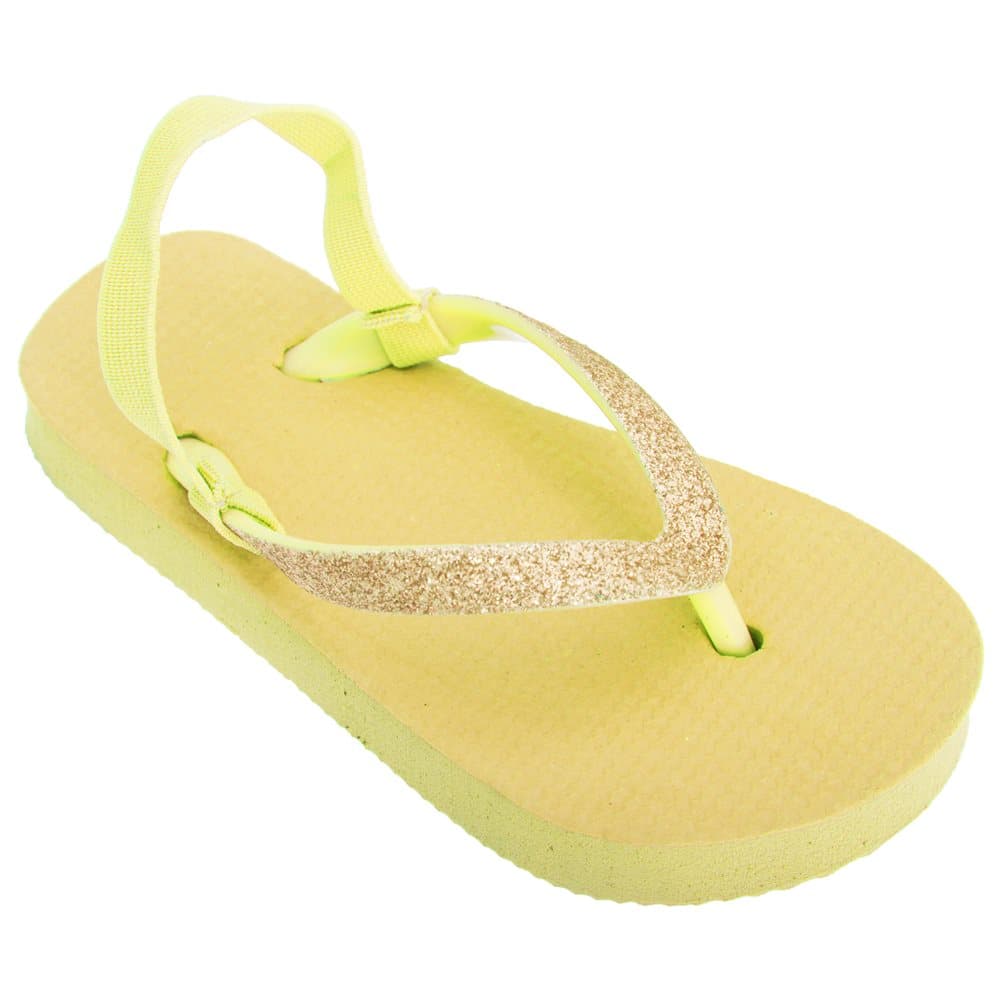 FLOSO Childrens Girls Plain Toe Post Flip Flops With Glitter Strap