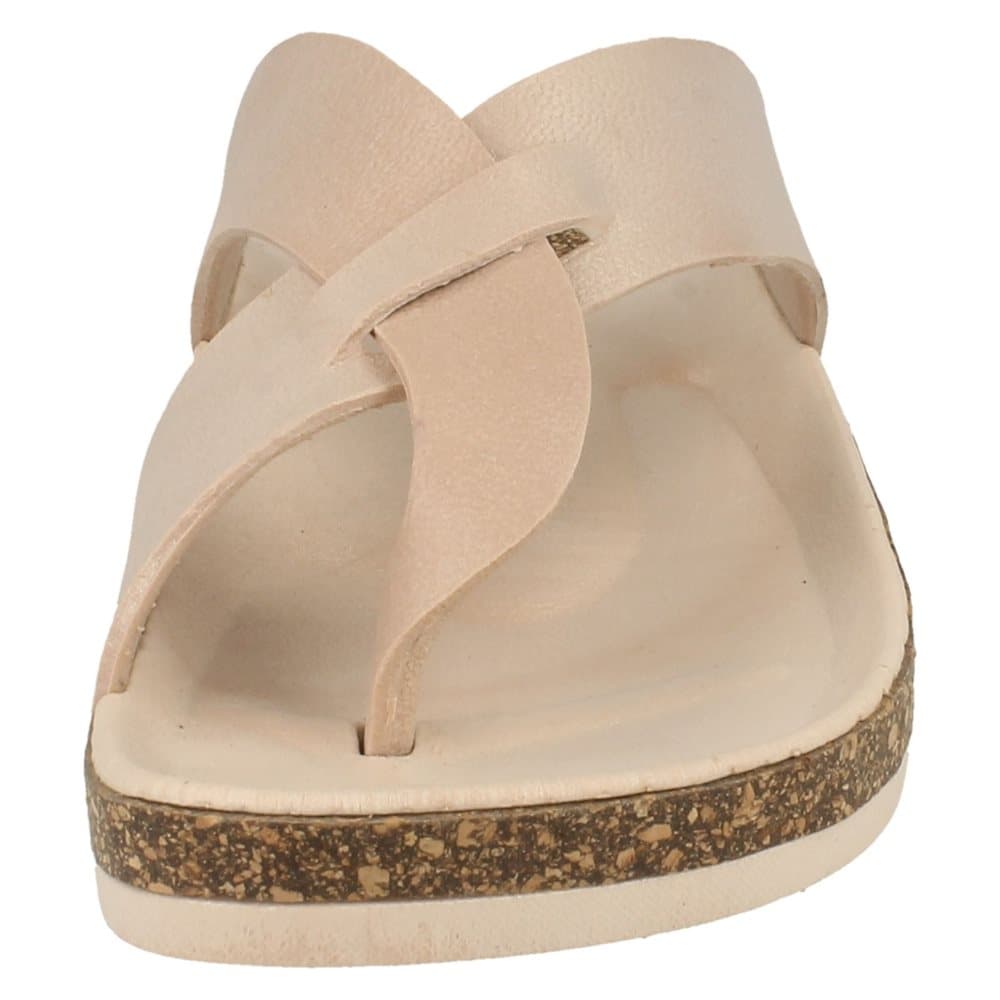 Spot On Womens/Ladies Cork Pattern Flatform Flip Flops