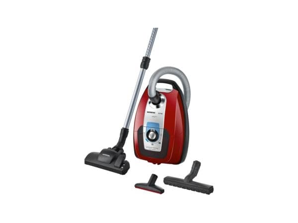 Siemens VSC7AC342, 650 W, Cylinderdammsugare, Torr, Dammpåse, 69 dB, Svart, Röd