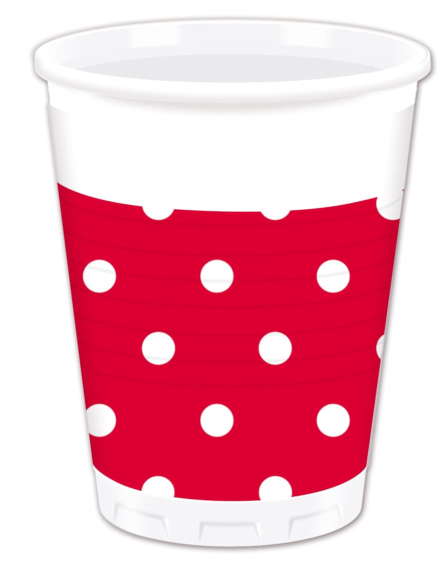 Röda Prickar, Plastmuggar, 8 st