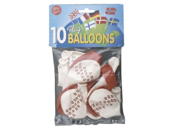 Balloner runde med flag 10stk/pak - (10 stk.)