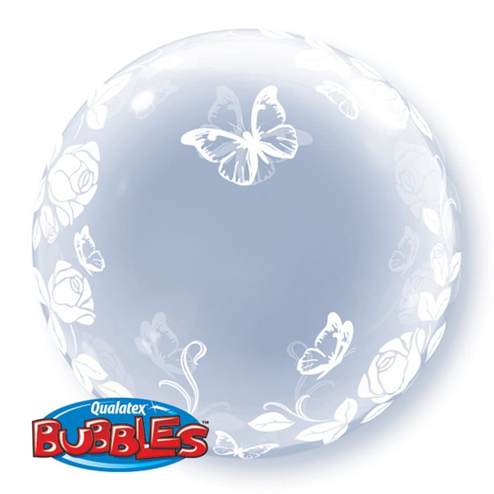 Qualatex 24 Inch Deco Bubble Balloon - Elegant Roses & Butterflies