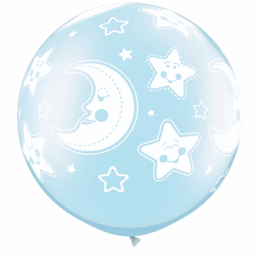 Qualatex Baby Moon & Stars Round Pearl Balloons (Pack of 2)