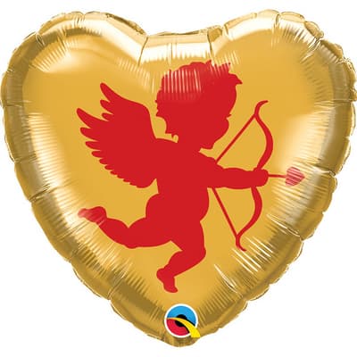 Qualatex 18 Inch Cupid Silhouette Heart Micro Foil Balloon