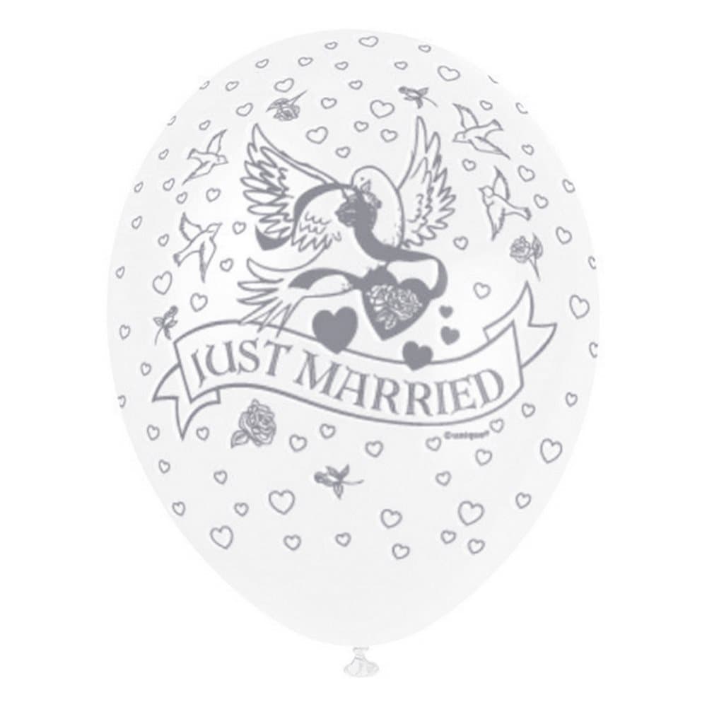 Unique Party 12 Inch Just Married Latex Balloon