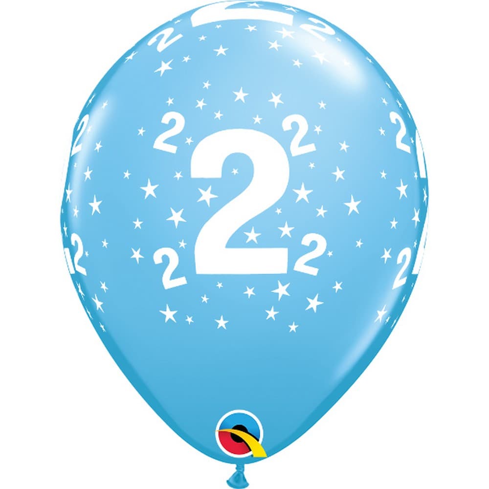Qualatex Age 2 Stars A-Round Latex Balloon (Pack of 6)