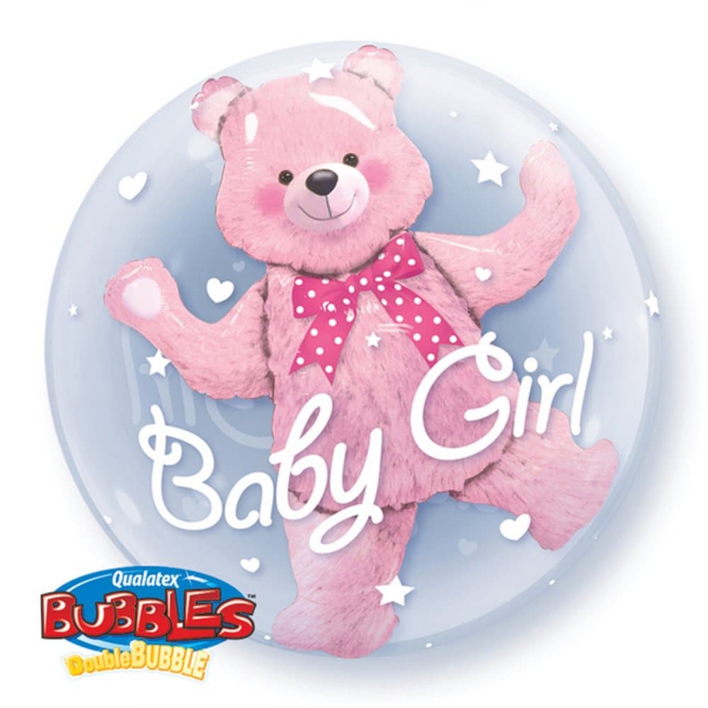 Qualatex 24 Inch Baby Boys/Girls Teddy Bear Design Double Bubble Balloon