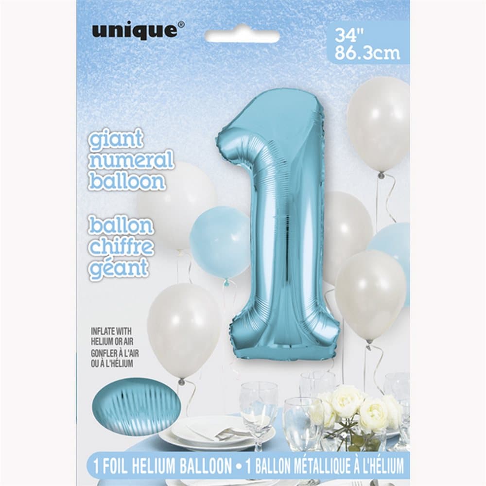 Unique Party 34 Inch Powder Blue Supershape Number Foil Balloon