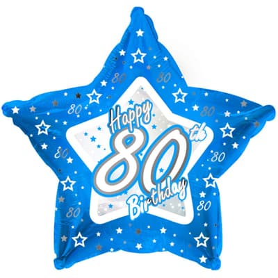 Creative Party Happy 80th Birthday Blue Star Balloon