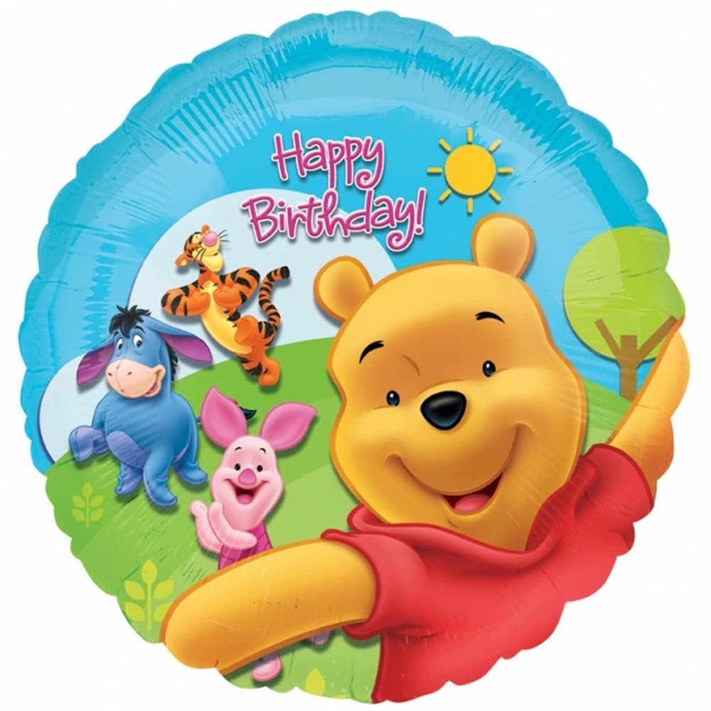Anagram 18 Inch Disney Winnie The Pooh Happy Birthday Circular Foil Balloon
