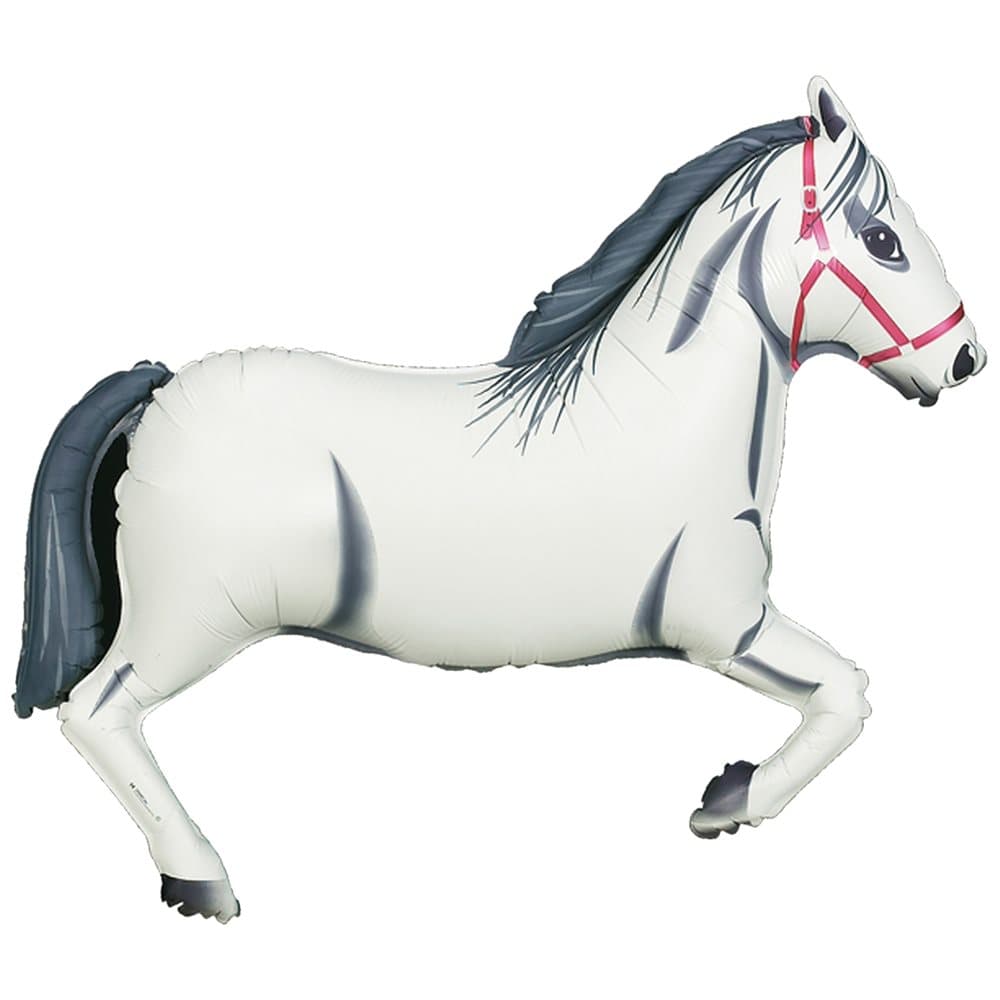 Oaktree Metallic 43 Inch White Horse Design Balloon