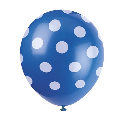 Bild av Unique Party 12 tum Polka Dot Latexballonger (paket med 6)