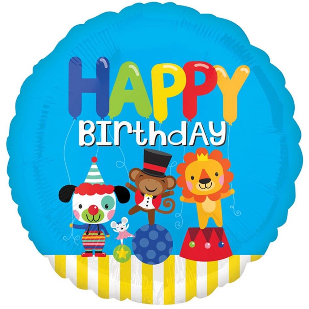 Anagram 18in Happy Birthday Circus Round Foil Balloon