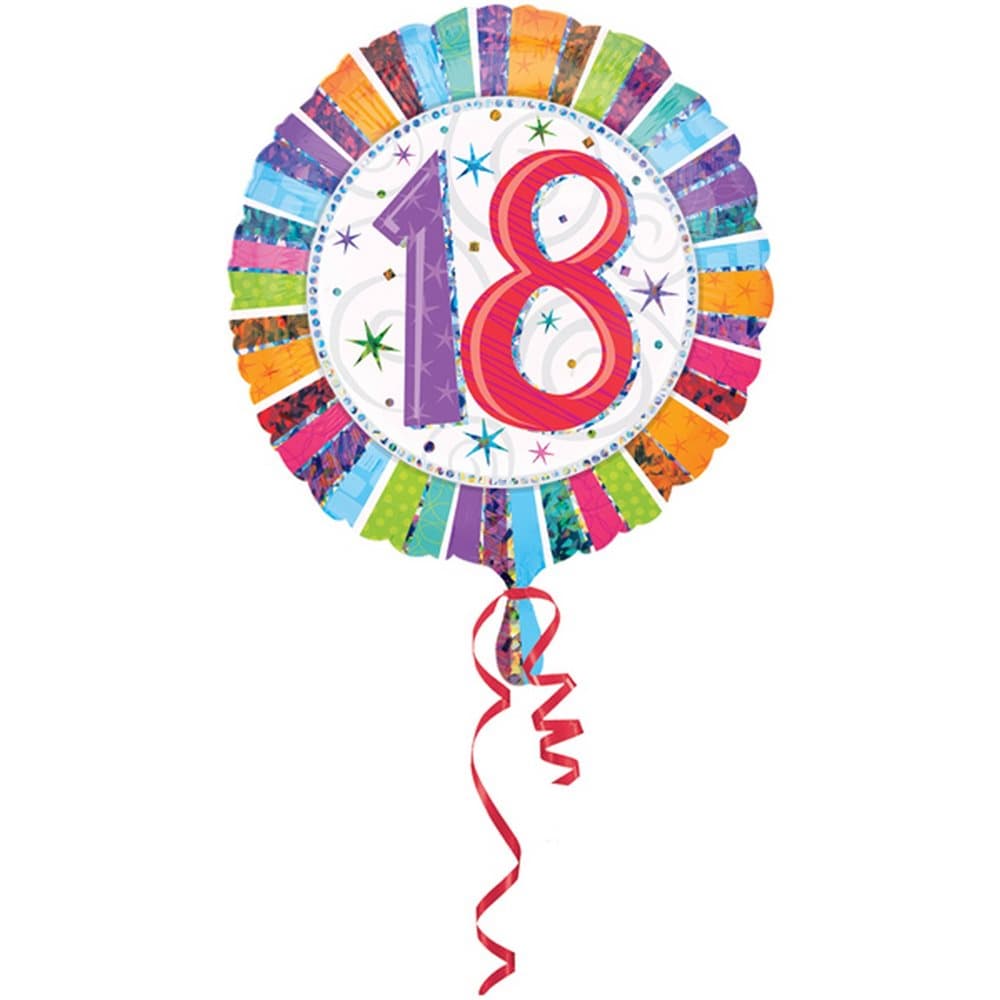 Amscan 18 Inch Rainbow Stripe Circular Foil 18th Birthday Balloon