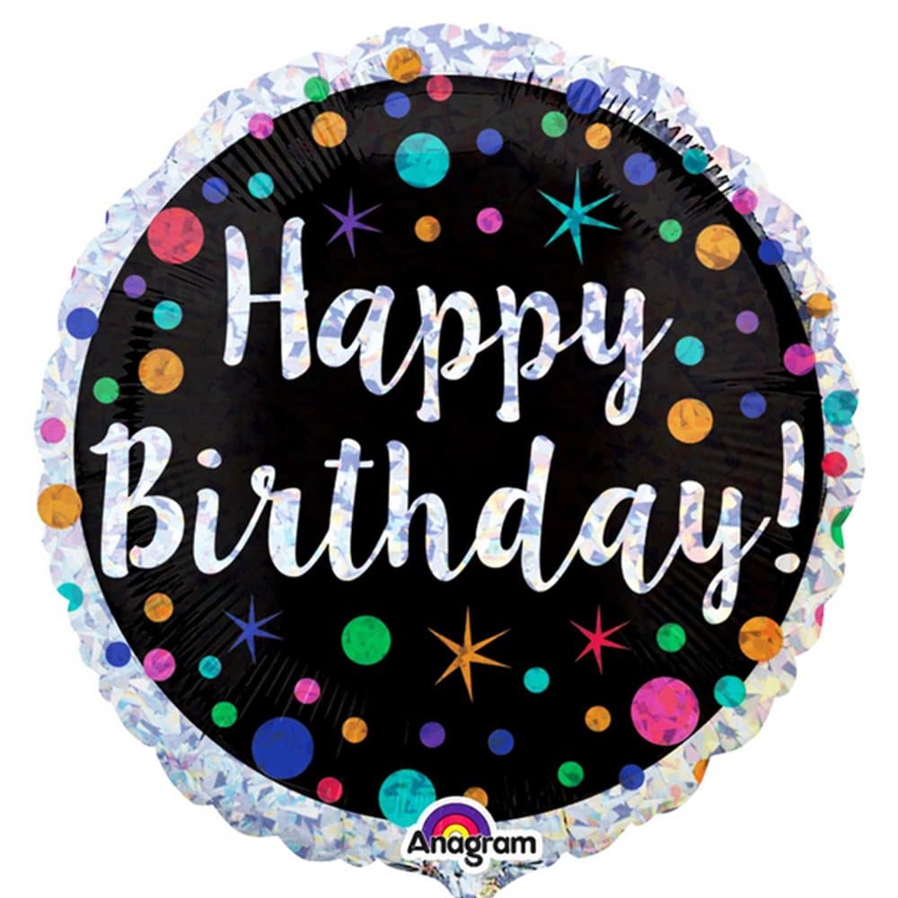 Anagram 18 Inch Polka Dot Birthday Holographic Foil Balloon