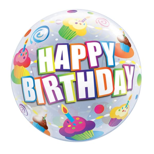 Qualatex 22 Inch Colourful Cupcakes Birthday Bubble Balloon