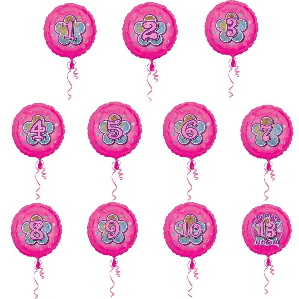 Amscan 18 Inch Floral Glitter Design Circular Foil Birthday Age Balloon