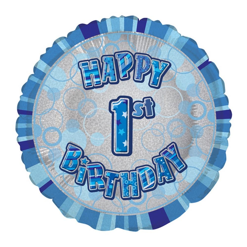Unique Party 18 Inch Circle Blue Happy Birthday Foil Balloon