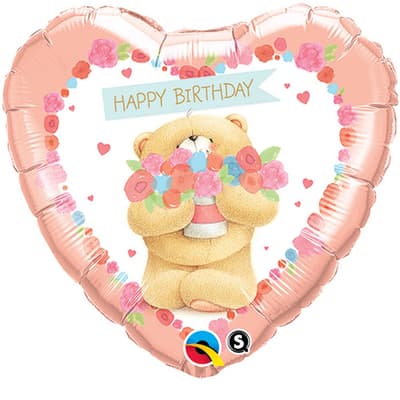 Qualatex Forever Friends Heart Shaped Happy Birthday Bear Foil Balloon