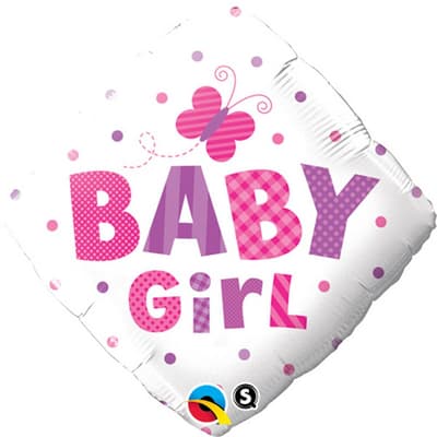 Qualatex 18 Inch Baby Boy/Girl Dragonfly/Butterfly Diamond Shaped Foil Balloon