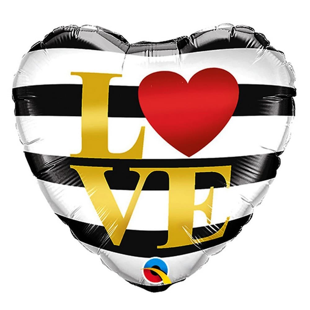 Qualatex 18 Inch Love and Striped Heart Micro Foil Balloon