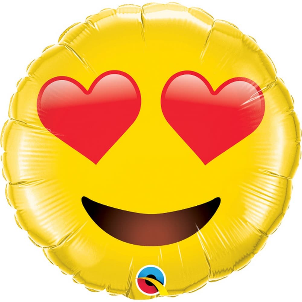 Qualatex Smiley Face With Heart Eyes Supershape Foil Balloon