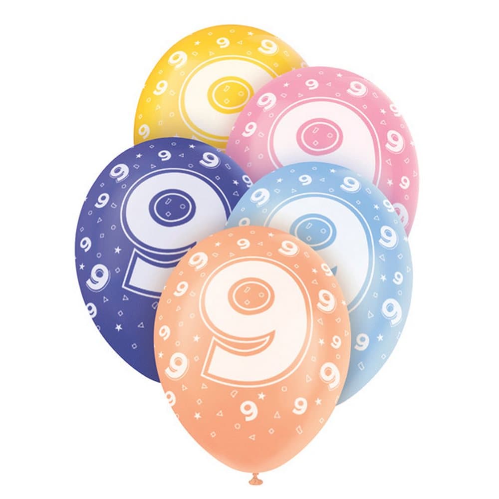 Unique Party 12 Inch Birthday Assorted Latex Balloons (Pack Of 5)