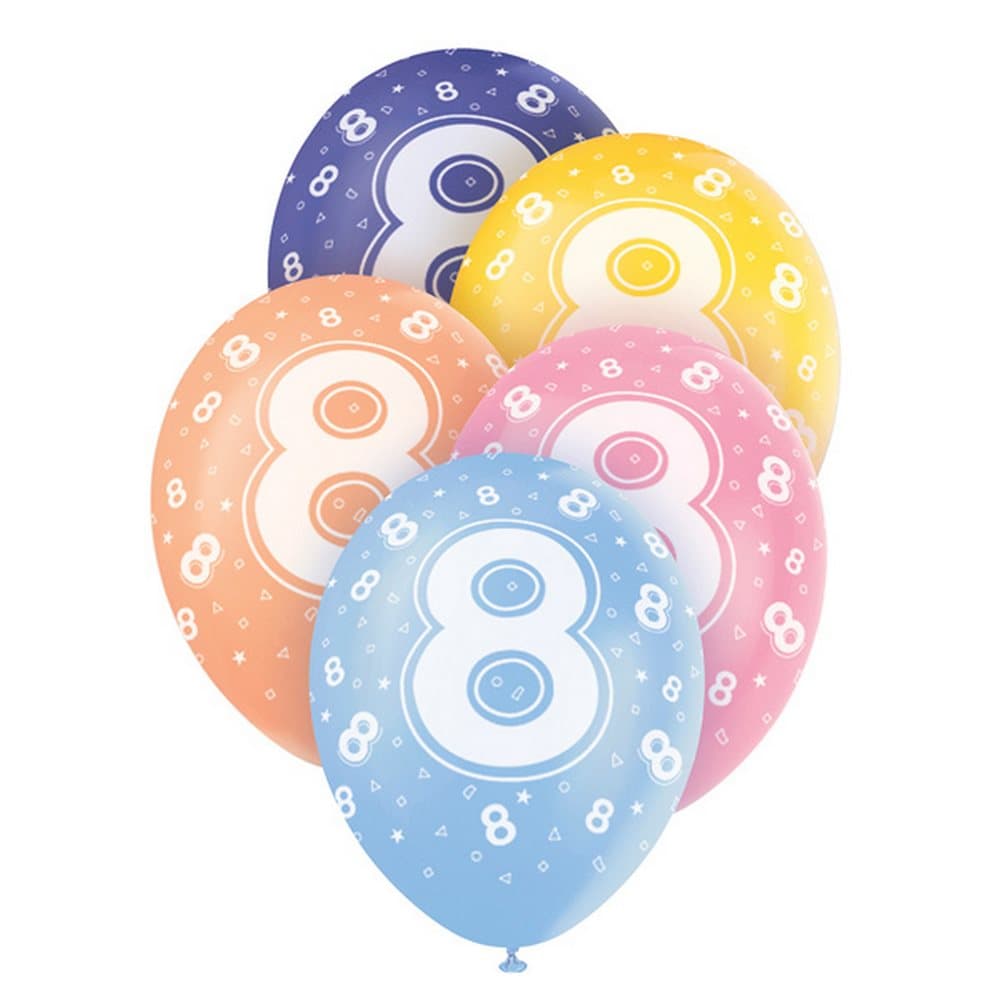 Unique Party 12 Inch Birthday Assorted Latex Balloons (Pack Of 5)