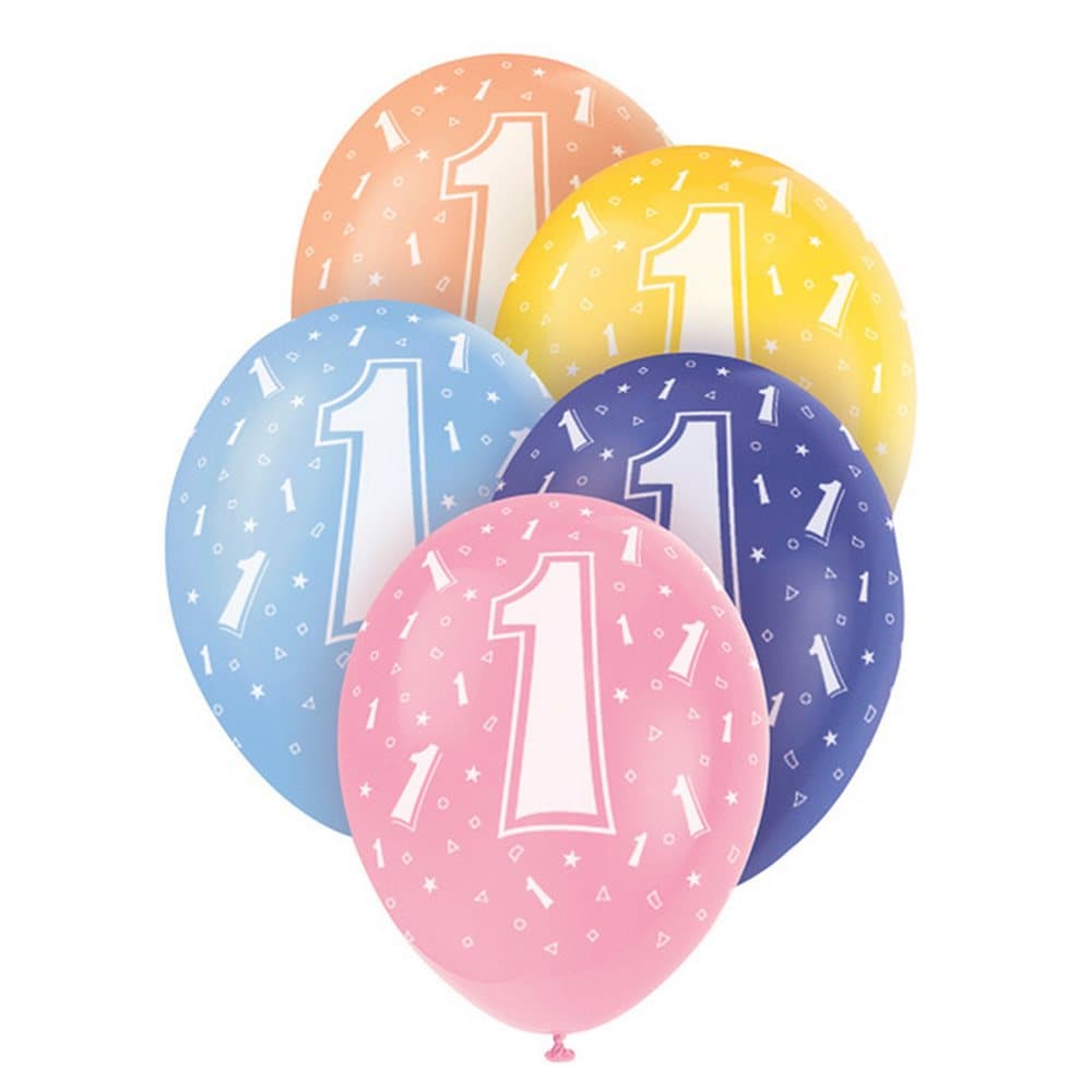 Unique Party 12 Inch Birthday Assorted Latex Balloons (Pack Of 5)
