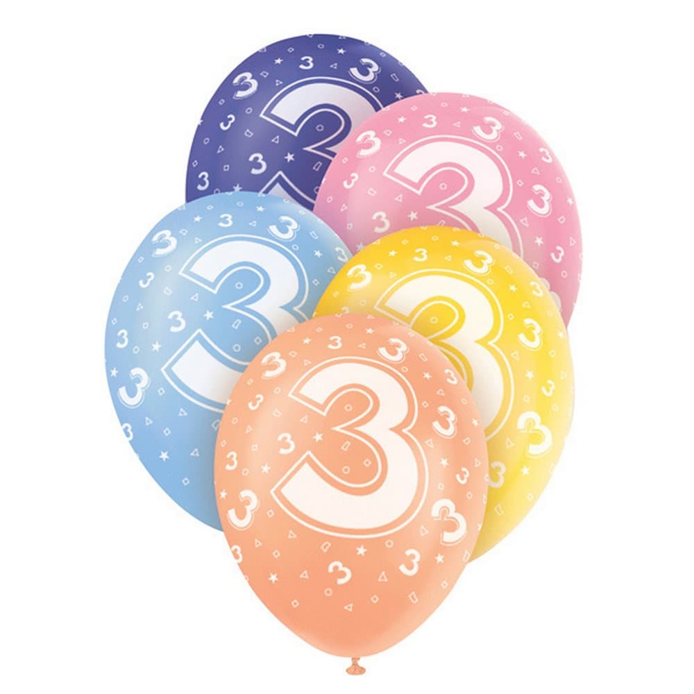 Unique Party 12 Inch Birthday Assorted Latex Balloons (Pack Of 5)
