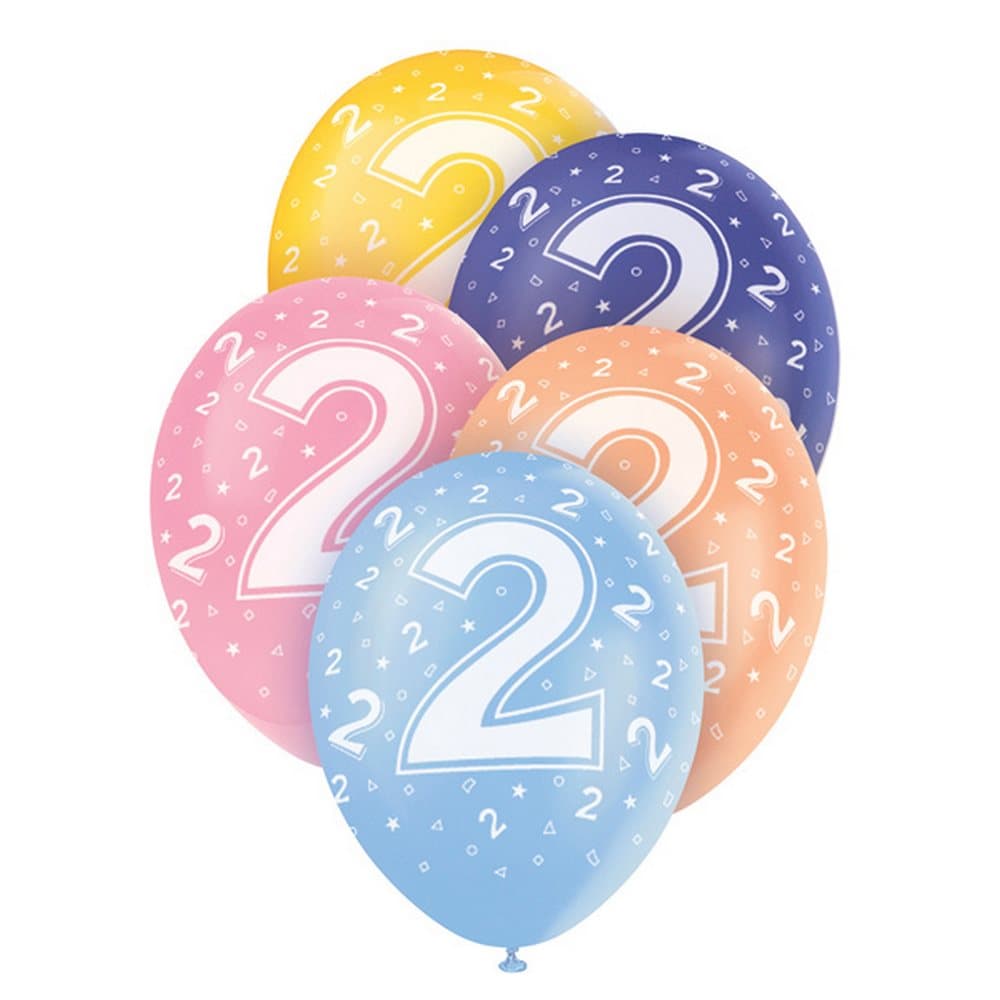 Unique Party 12 Inch Birthday Assorted Latex Balloons (Pack Of 5)