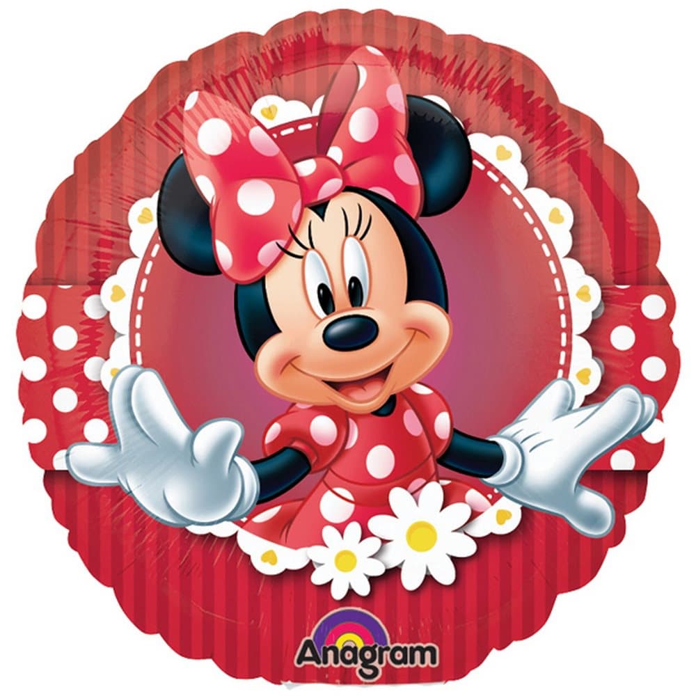 Amscan 18 Inch Disney Minnie Mouse Striped Circular Foil Balloon