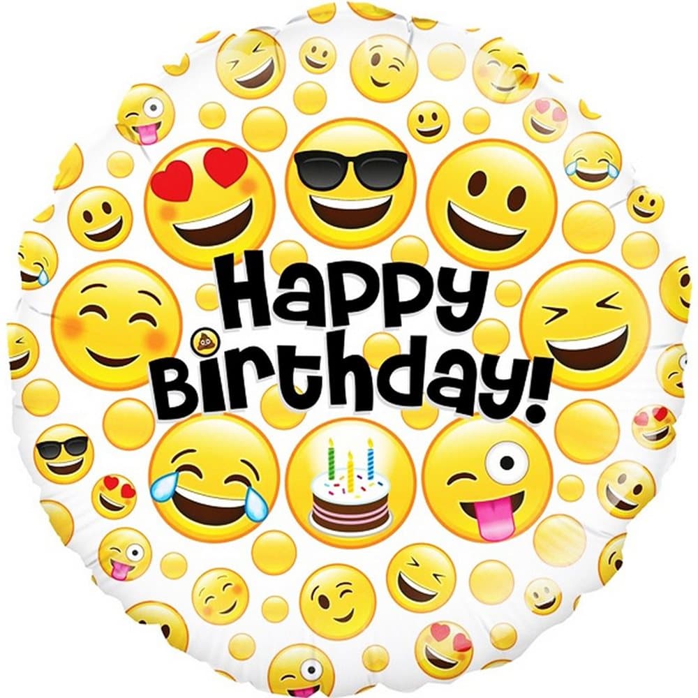 Oaktree 18 Inch Emoji Birthday Circle Foil Balloon