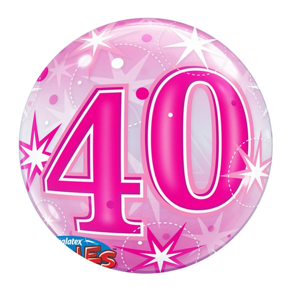 Qualatex 22 Inch 40th Birthday Pink Starburst Bubble Balloon