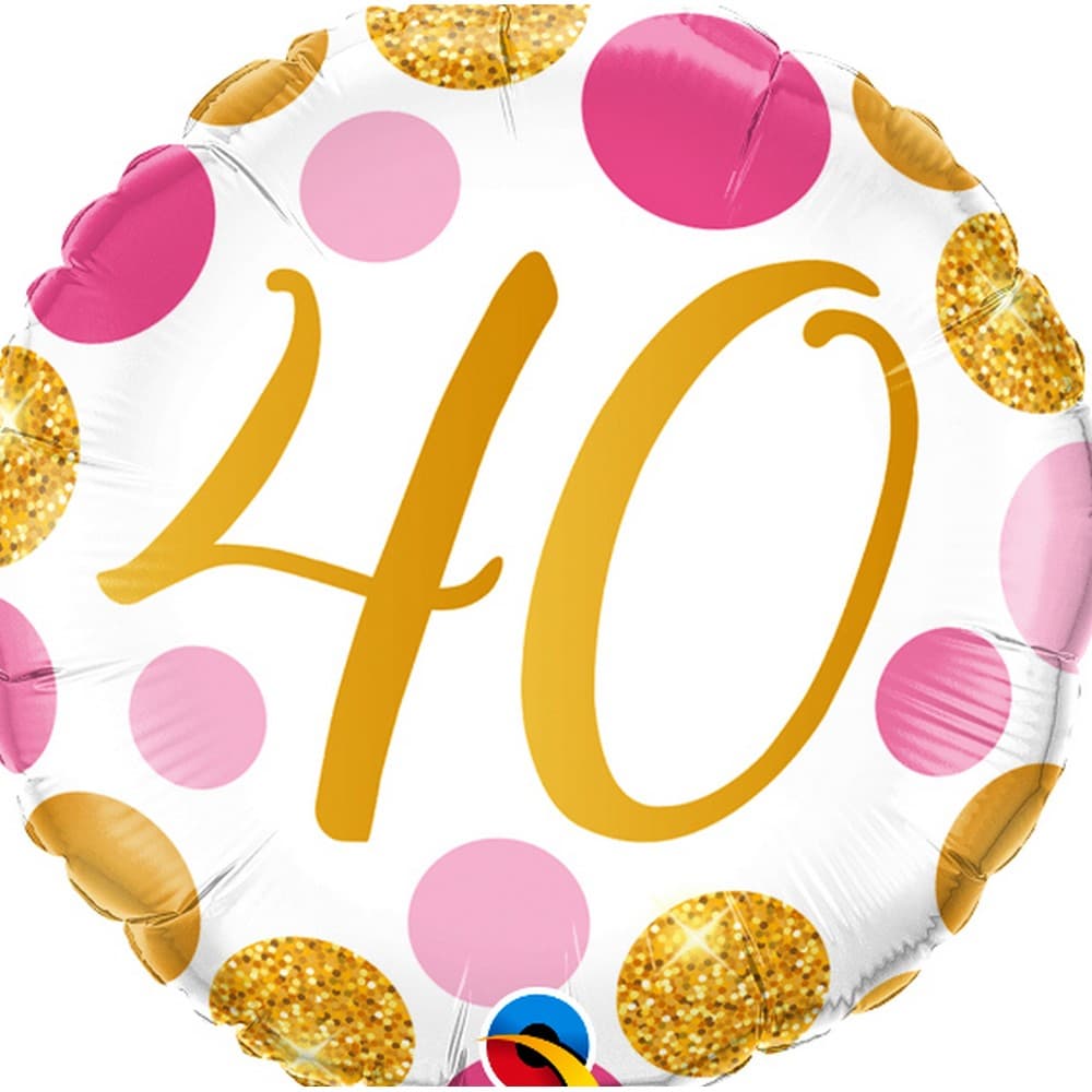 Qualatex 40 Pink & Gold Dots Round Foil Balloon