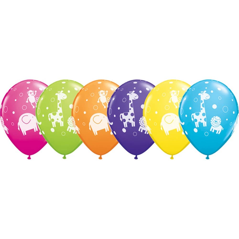 Qualatex Colourful Jungle Animal Balloons (Pack of 25)