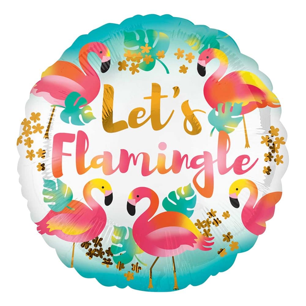 Anagram 18in Lets Flamingle Round Foil Balloon