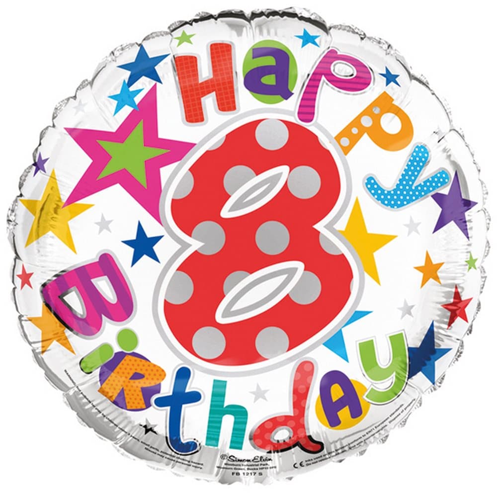 Simon Elvin 18 Inch Happy 8th Birthday Foil Balloon