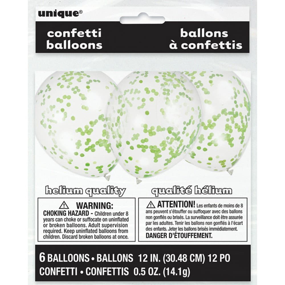 Unique Party 12 Inch Confetti Balloon (Pack Of 6)