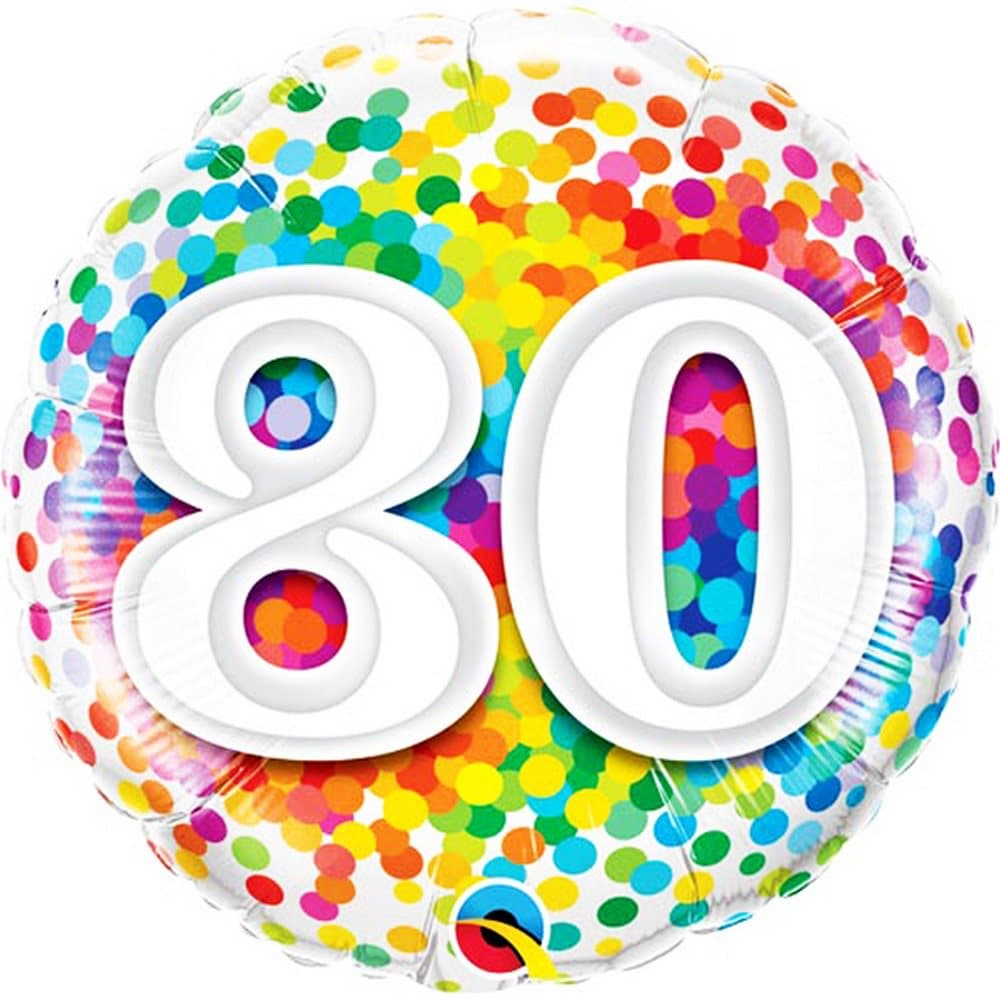 Qualatex 18 Inch 80 Rainbow Confetti Round Foil Balloon