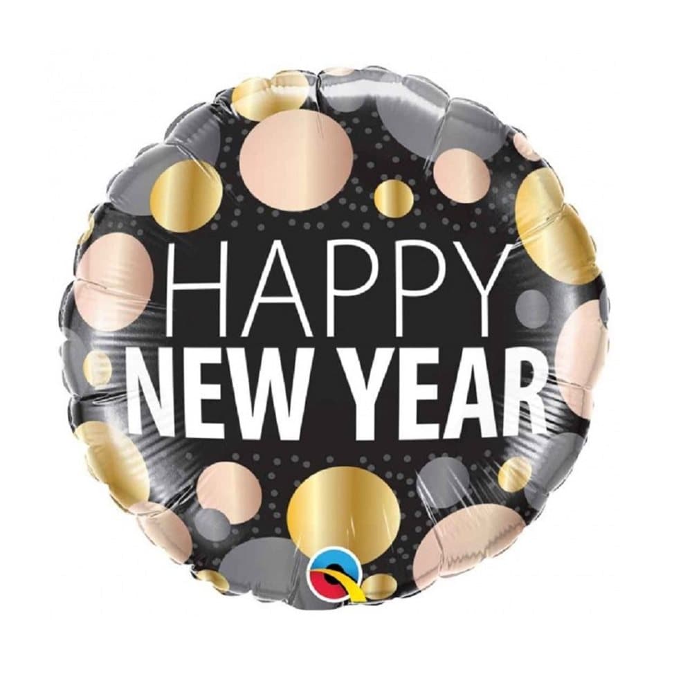 Qualatex Foil Balloon with New Year Metallic Dot Design