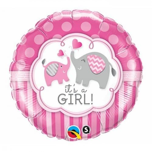 Qualatex 18 Inch Round Its A Boy/Girl Elephant Design Foil Balloon