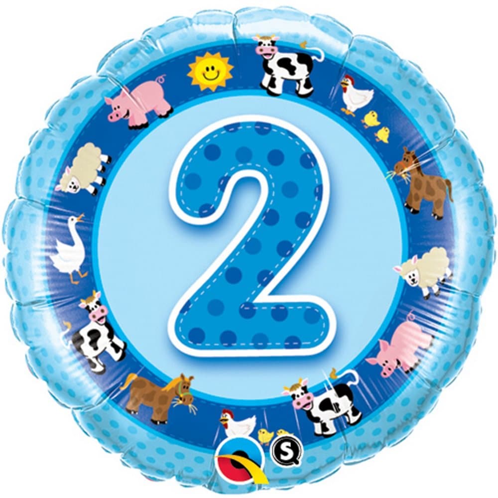 Qualatex 18 Inch Age 2 Farm Animal Design Circular Foil Balloon