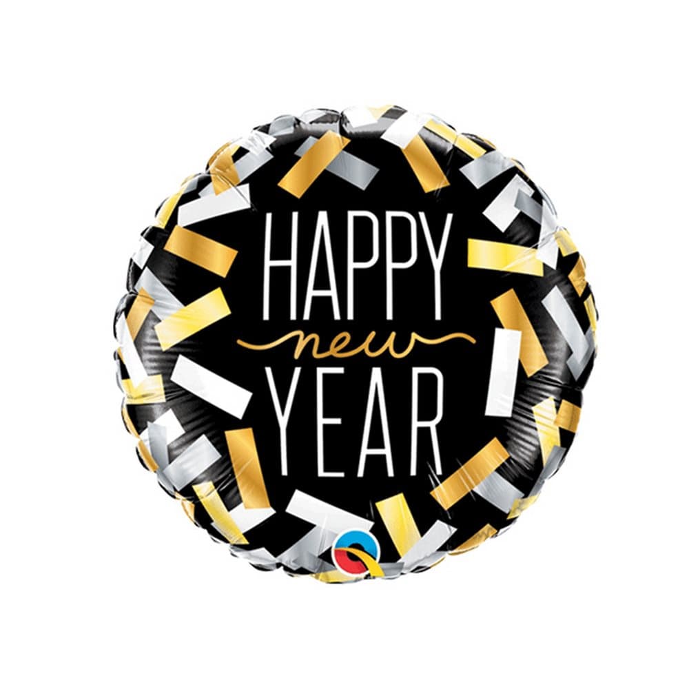 Qualatex Happy New Year Confetti Stripes Balloon