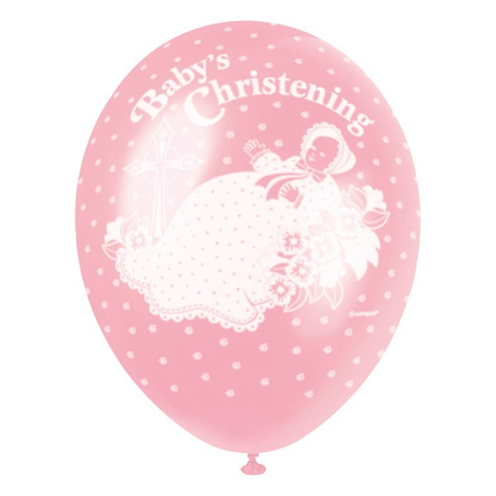 Unique Party Babys Christening Latex Balloons (Pack Of 5)
