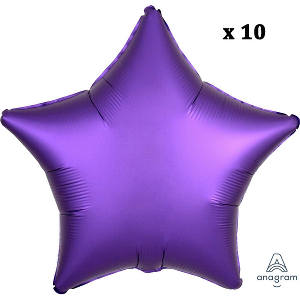 Anagram 18 Inch Star Satin Luxe Foil Balloon (Pack Of 10)