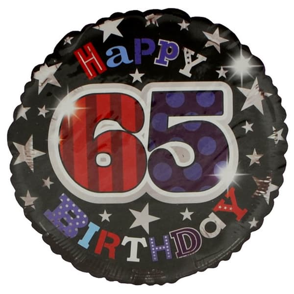 Simon Elvin Star Pattern Happy 65th Birthday Foil Balloon