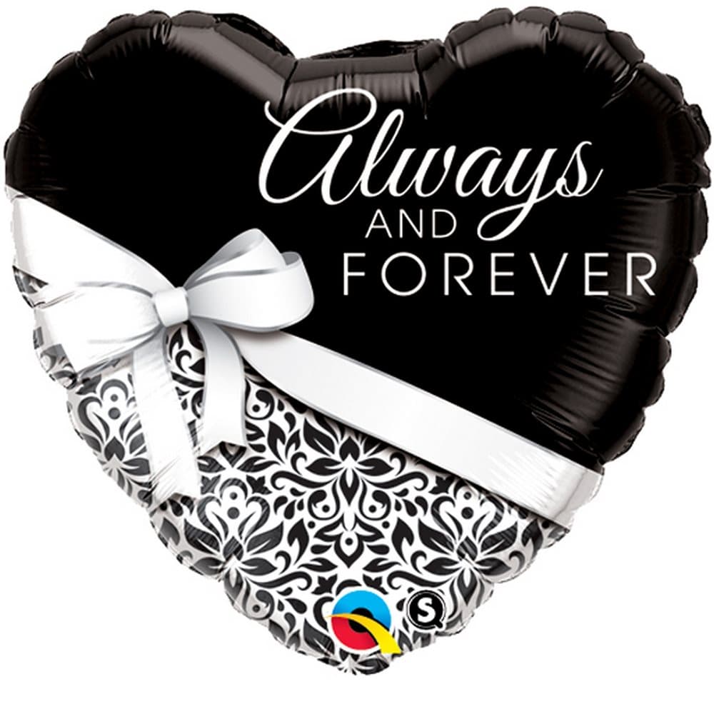 Qualatex 18 Inch Heart-Shaped Always & Forever Foil Anniversary Balloon